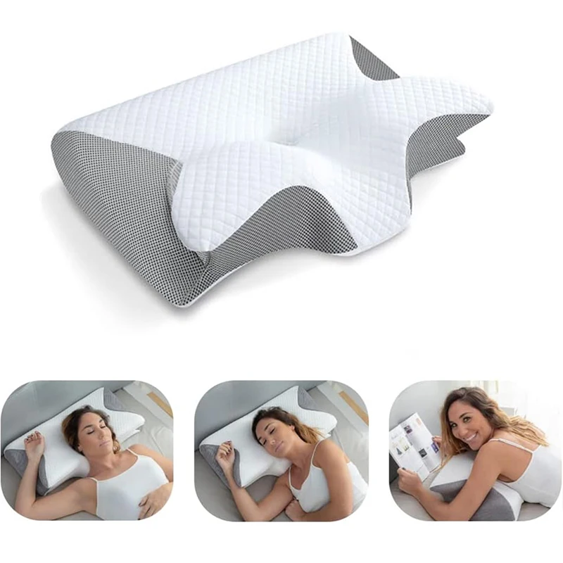 Cuscino Cervicale Memory Foam 2 in 1 – Ortopedico, Ergonomico e Traspirante per Dormire Bene