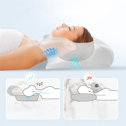 Cuscino Cervicale Memory Foam 2 in 1 – Ortopedico, Ergonomico e Traspirante per Dormire Bene
