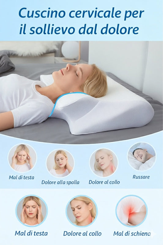 Cuscino Cervicale Memory Foam 2 in 1 – Ortopedico, Ergonomico e Traspirante per Dormire Bene