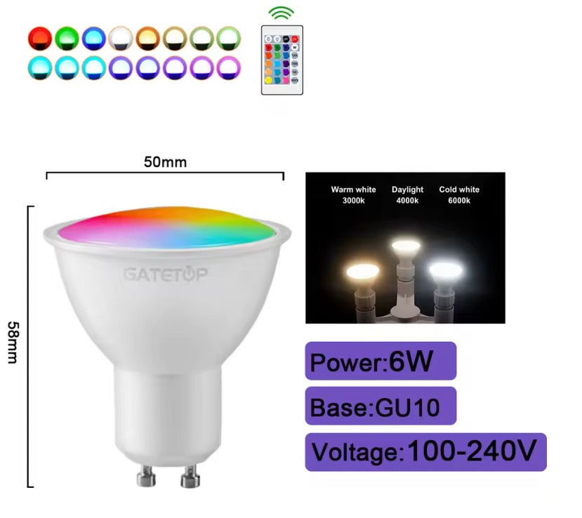 Lampadina LED Smart Multicolore RGB + CCT – Wi-Fi & Telecomando – 6W/10W