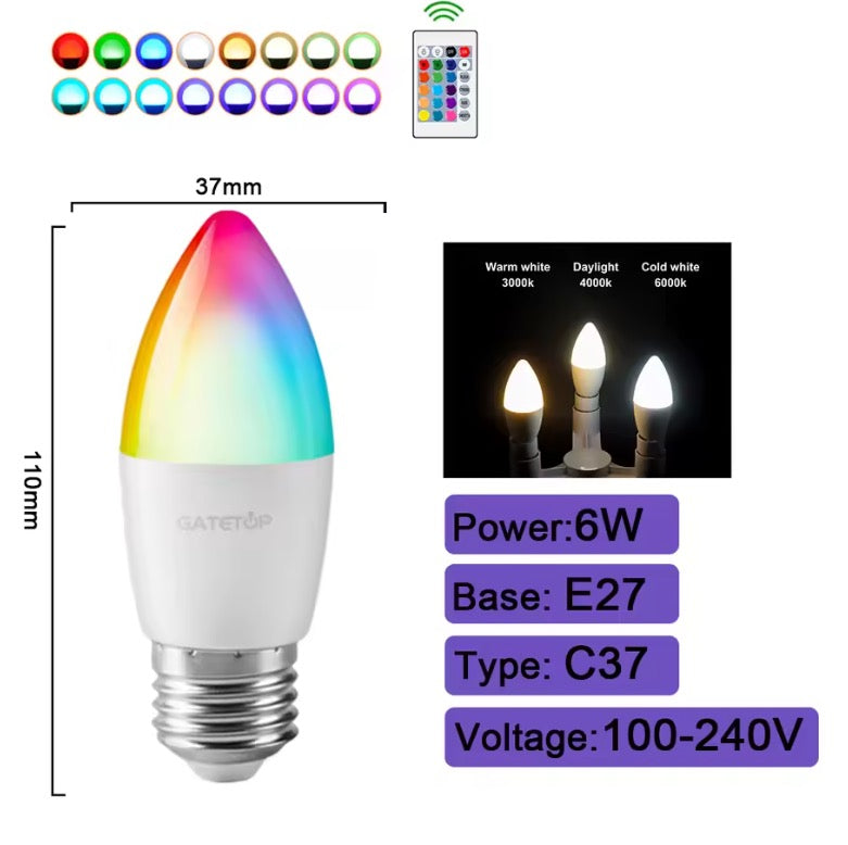 Lampadina LED Smart Multicolore RGB + CCT – Wi-Fi & Telecomando – 6W/10W