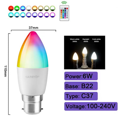 Lampadina LED Smart Multicolore RGB + CCT – Wi-Fi & Telecomando – 6W/10W